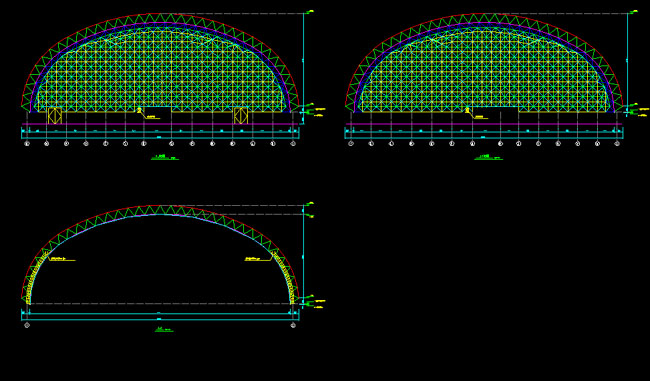 杭州跨度110米，拱高35_7米煤棚网架